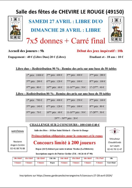 Affiche de l'organisateur du concours MARATHON DE TAROT - LIBRE - ANJOU TAROT CLUB