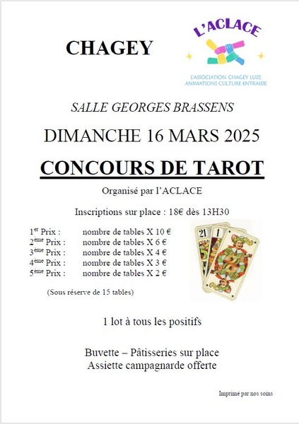 Affiche de l'organisateur du concours Concours de tarot à Chagey