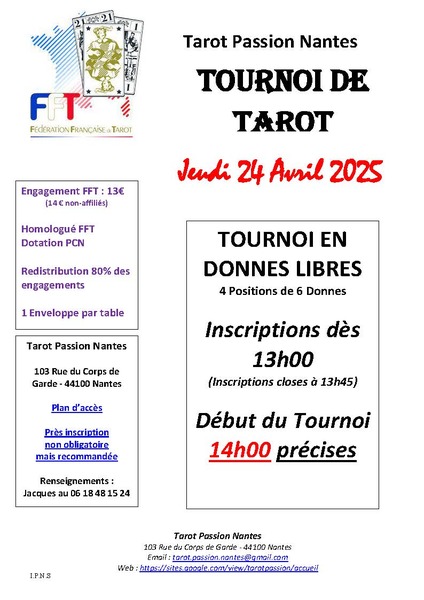 Affiche de l'organisateur du concours Tournoi en donnes libres - Nantes