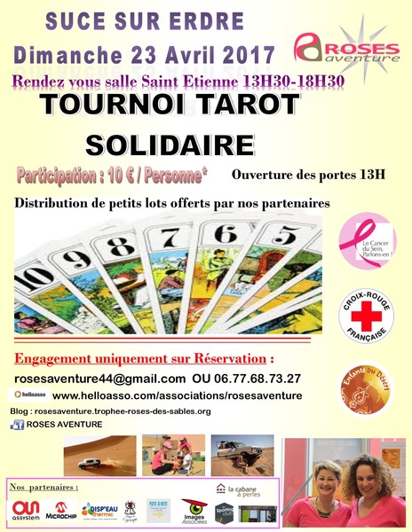 Affiche de l'organisateur du concours Concours de tarot Solidaire 23 AVRIL SUCE SUR ERDRE (44)