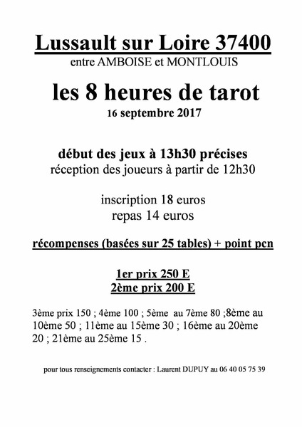 Affiche de l'organisateur du concours Concours de tarot à Lussault sur Loire