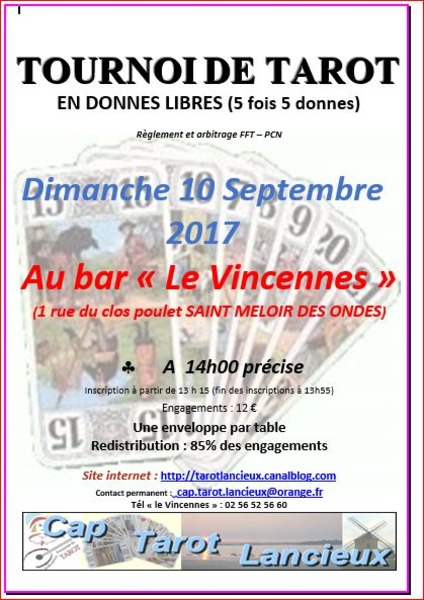 Affiche de l'organisateur du concours Concours de tarot à St Meloir des ondes