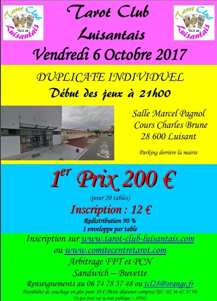 Affiche de l'organisateur du concours DUPLICATE INDIVIDUEL
