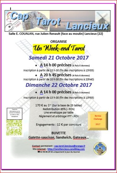 Affiche de l'organisateur du concours Weekend Tarot Lancieux