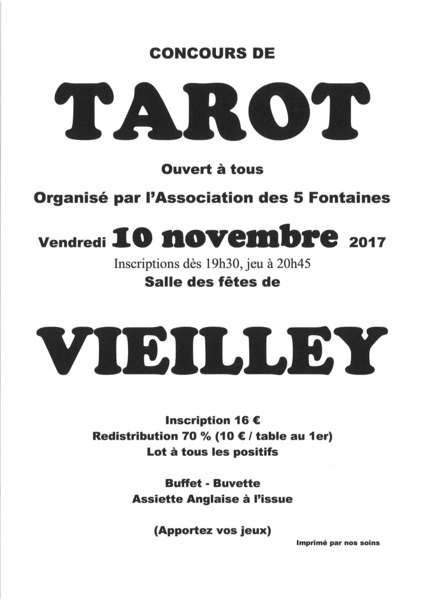 Affiche de l'organisateur du concours Concours de tarot à VIEILLEY (25 870)