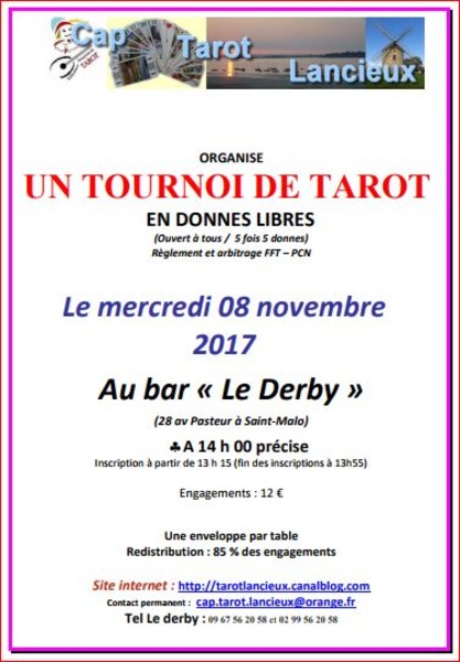 Affiche de l'organisateur du concours Concours de tarot Saint Malo