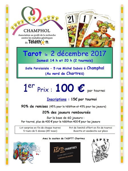 Affiche de l'organisateur du concours Concours de tarot TELETHON à CHARTRES