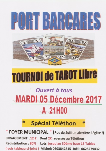 Affiche de l'organisateur du concours Concours de tarot http://taroteurbarcaresien.com/