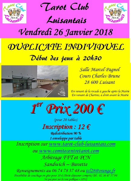 Affiche de l'organisateur du concours DUPLICATE INDIVIDUEL