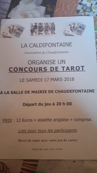 Affiche de l'organisateur du concours Concours de tarot par l'association LA CALDIFONTAINE