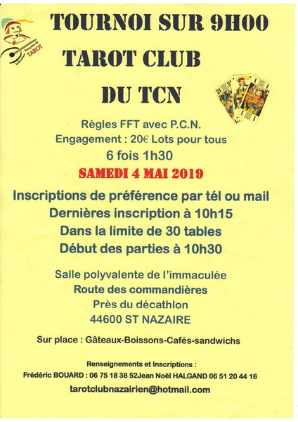 Affiche de l'organisateur du concours Tarot Club Nazairien PREZEGAT