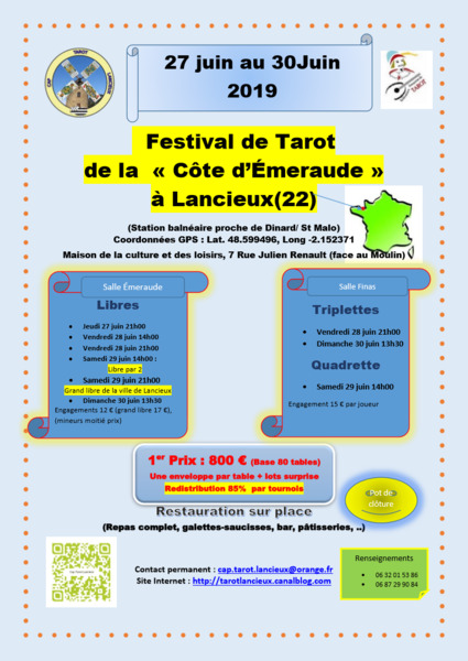 Affiche de l'organisateur du concours Festival Tarot à Lancieux ( 27 au 30 juin)