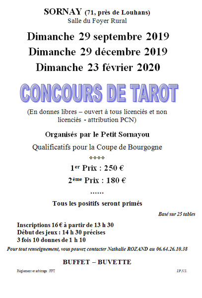 Affiche de l'organisateur du concours Concours de tarot en donnes libres