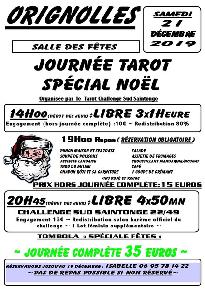 Affiche de l'organisateur du concours JOURNÉE TAROT SPÉCIALE NOËL