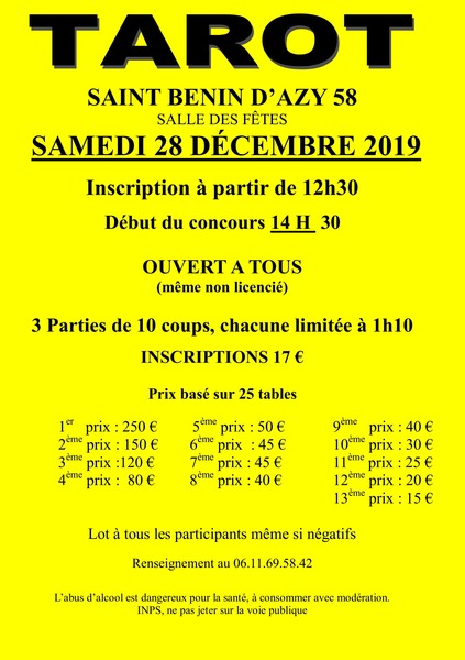 Affiche de l'organisateur du concours Concours de tarot du Tarot Club des Amognes