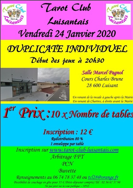 Affiche de l'organisateur du concours DUPLICATE INDIVIDUEL