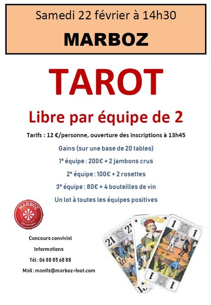 Affiche de l'organisateur du concours Concours de tarot libre par 2