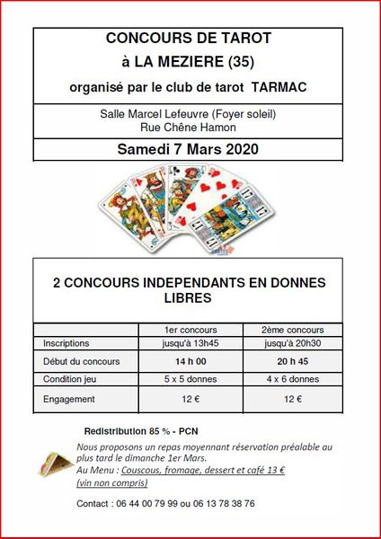 Affiche de l'organisateur du concours 2 Concours de tarot à La Mézière (35)
