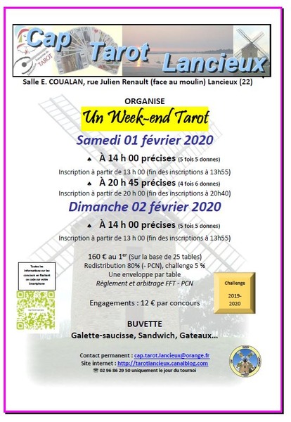 Affiche de l'organisateur du concours WE Tarot à Lancieux 01-02 février