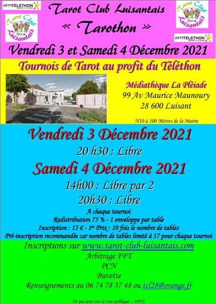 Affiche de l'organisateur du concours 3ème TAROTHON de LUISANT : Libre Duo