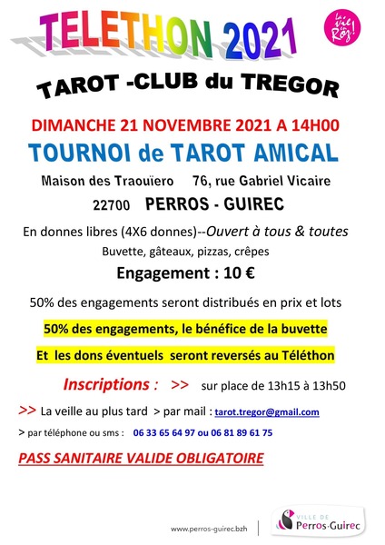 Affiche de l'organisateur du concours Tournoi de tarot amical au profit du Téléthon