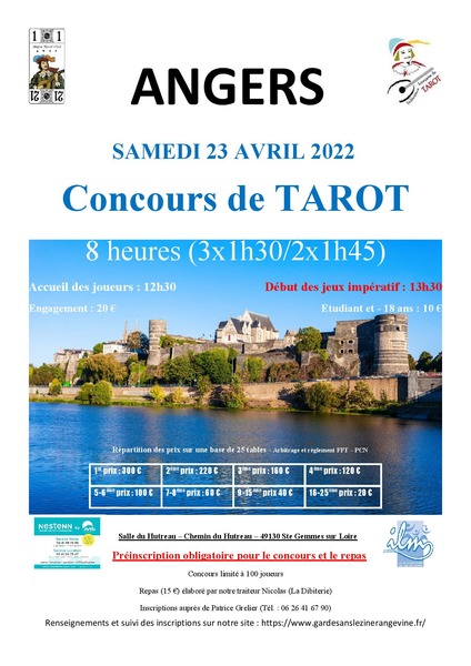 Affiche de l'organisateur du concours Concours Tarot - 8 h - Angers