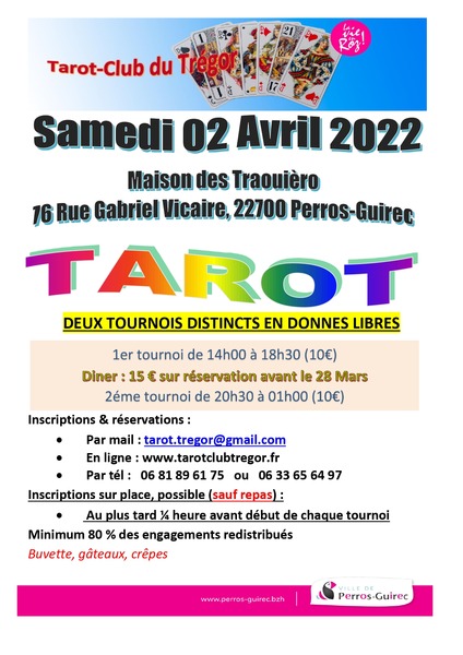 Affiche de l'organisateur du concours 12 h de tarot est reporté, plusieurs cas Covid dans notre club et clubs voisins