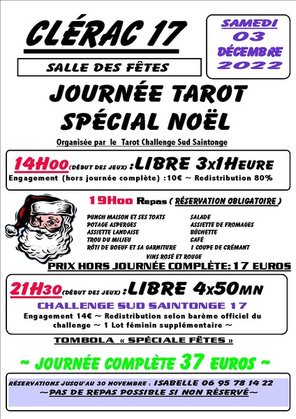 Affiche de l'organisateur du concours JOURNÉE TAROT SPÉCIALE NOËL