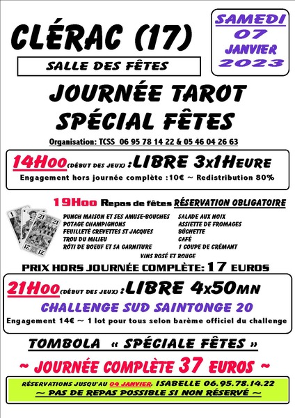 Affiche de l'organisateur du concours JOURNÉE TAROT SPÉCIALE FÊTES