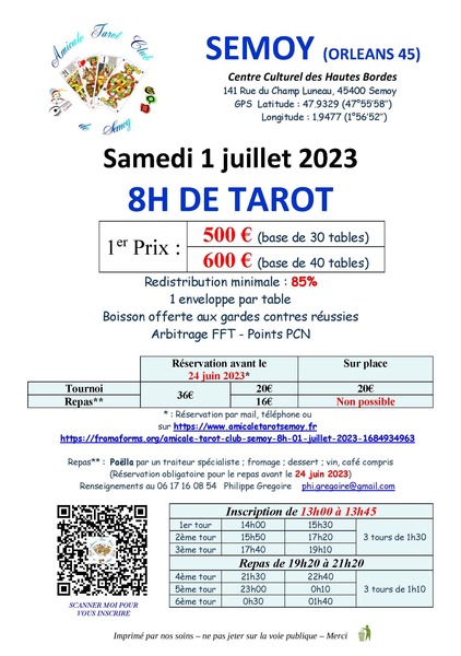 Affiche de l'organisateur du concours 8H de SEMOY : SAMEDI 1 JUILLET 2023